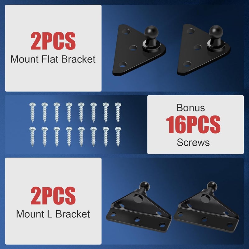 Euplokeer Qty (2) SPD-GSNI-5300-60 C16-08260 20in 60lb/267N Universal Gas Strut Spring with Mounting Bracket- Shock Lift Support for Tanning Bed, Boat Engine Hatch, RV Door, RV Queen Bed, Camper Shell - Image 5
